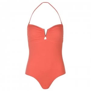 SoulCal V Neck Swimsuit Ladies - Coral