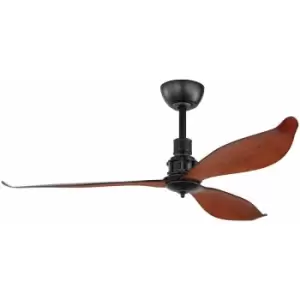 Loops - Remote Control Electric Ceiling Fan Matt Black Steel Conservatory 1320mm