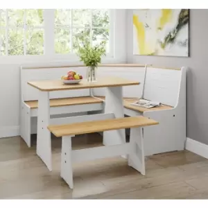 Latham Corner Wooden Dining Table - White & Honey V2