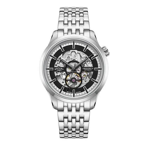 Rotary GB02945/87 Greenwich Automatic Skeleton Bracelet Watch - W13200