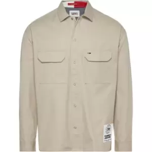 Tommy Jeans Soft Solid Cotton Over shirt - Beige