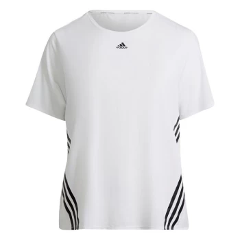 adidas Train Icons 3-Stripes Tee (Plus Size) Womens - White