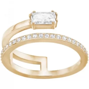 Ladies Swarovski Rose Gold Plated Size L Gray Ring