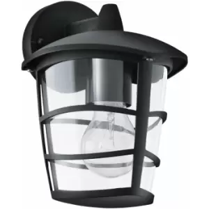 Loops - IP44 Outdoor Wall Light Black Modern Lantern 1 x 60W E27 Bulb Porch Lamp