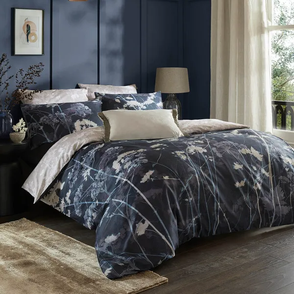 Graham & Brown Flower Press Duvet Set, King, Indigo