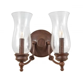 2 Light Indoor Candle Wall Light Antique Bronze, E14