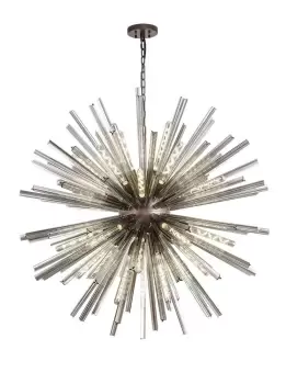 32 Light E27, Round Pendant Brown Oxide , Smoke Glass