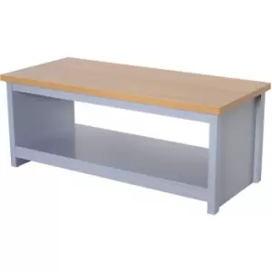 Rustic Coffee Table w/ Open Display Wood Effect Top Living Room Grey - Homcom