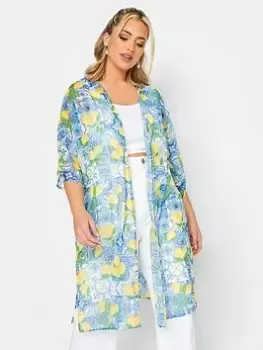 Yours Cover Up Lemon Tile - Blue, White, Size 16, Women