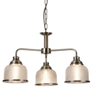 Bistro 3 Light Multi Arm Ceiling Pendant White, Antique Brass, E27