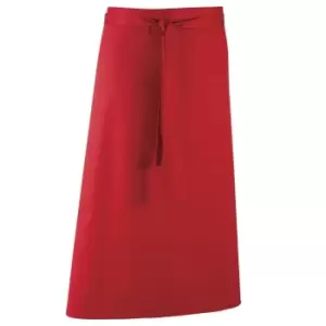 Premier Unisex Colours Bar Apron / Workwear (Long Continental Style) (Pack of 2) (One Size) (Red)