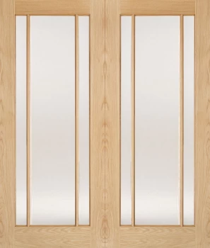 LPD Lincoln Unfinished Oak Glazed Internal Door Pair - 1981mm x 1372mm (78 inch x 54 inch)