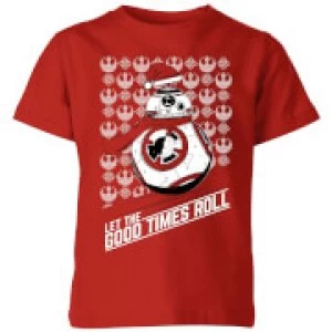 Star Wars Let The Good Times Roll Kids Christmas T-Shirt - Red - 7-8 Years