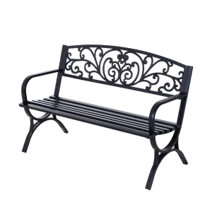 Outsunny 126Lx60Wx85H cm Steel Bench-Black