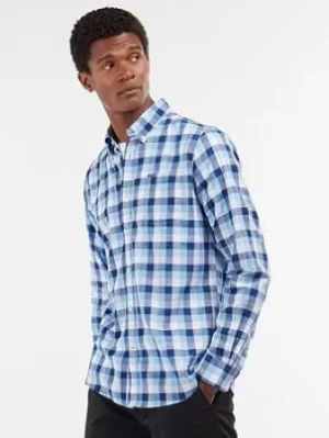 Barbour Wardlow Checked Long Sleeve Shirt, Blue Size XL Men