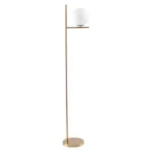 Homcom Modern Floor Lamp Metal Frame Sphere Reading Light With Pedal Switch Gold