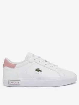 Lacoste Child Powercourt 0721 Trainers, White/Pink, Size 12 Younger