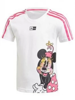 Adidas Little Girls Disney Minnie Mouse T-Shirt - White/Pink