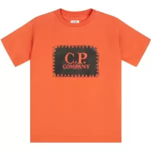 CP COMPANY Boys Stitch Logo T Shirt - Orange