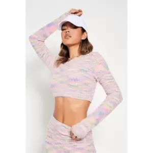 I Saw It First Space Dye Crew Neck Crop Jumper Co-Ord - Pink