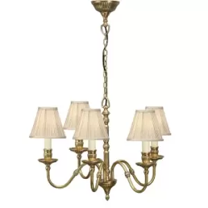 Fitzroy 5 Light Multi Arm Ceiling Pendant Candle Chandelier Brass, E14