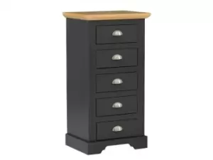 Seconique Toledo Grey and Oak 5 Drawer Tall Narrow Chest of Drawers