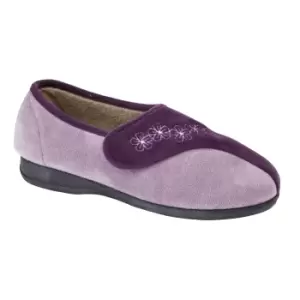 Sleepers Womens/Ladies Gemma Touch Fastening Embroidered Slippers (3 UK) (Purple/Lilac)