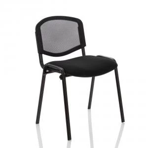 Trexus ISO Stacking Chair Without Arms Mesh Back Black Fabric Black