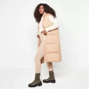 Missguided Tall Recycled Longline Puffer Gilet - Brown