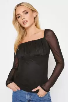 Petite Mesh Long Sleeve Top