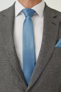 Blue Tie And Pocket Square Set