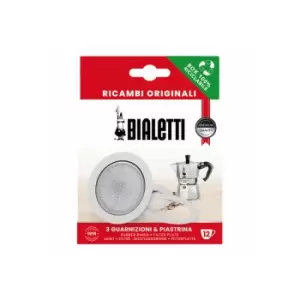 Bialetti - Gaskets and filter plate for alum. 12 cup moka pots