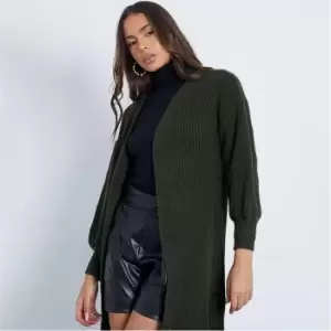 I Saw It First Balloon Sleeve Knitted Cardigan - Green