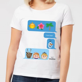 Disney Frozen I Love Heat Emoji Womens T-Shirt - White