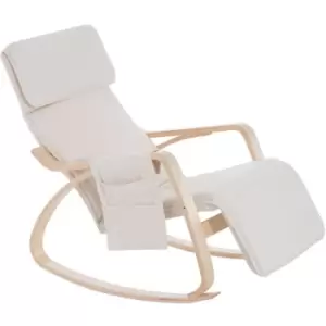 Homcom - Rocking Chair Recliner Armchair with Adjustable Footrest, Cream White - Cream