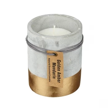 Small Concrete Half Dipped Design Golden Amber Mandarin Candle By Heaven Sends