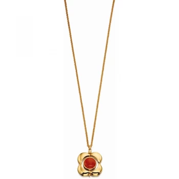 Ladies Orla Kiely Sterling Silver Tigers Eye & Red Quartz Rotating Flower Necklace