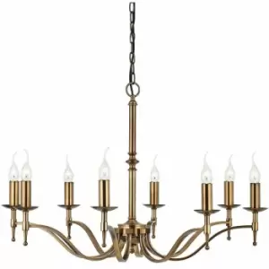 Loops - Avery Ceiling Pendant Chandelier Light 8 Lamp Antique Brass Curved Candelabra