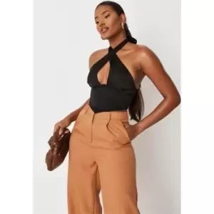 Missguided Wrap Halter Neck Corset Top - Black