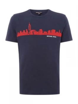 Mens Michael Kors City Scape T Shirt Blue