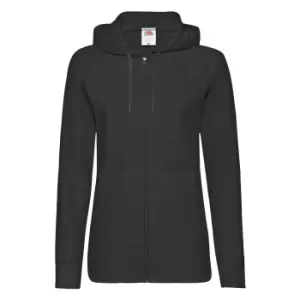 Fruit Of The Loom Ladies Fitted Lightweight Hooded Sweatshirts Jacket / Zoodie (240 GSM) (XS) (Black)