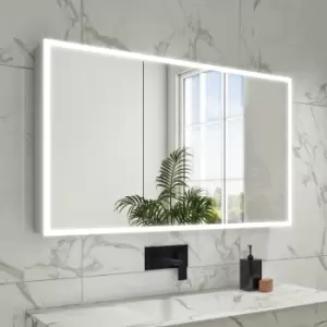 Rectangular Mirrored Wall Cabinet with Double Doors LED Bluetooth & Demister 1200x700mm -Ursa