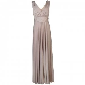 Biba Deep V Maxi Dress - Champagne