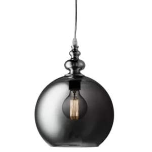 Indiana 1 Light Globe Dome Ceiling Pendant Chrome, Smokey, Glass, E27