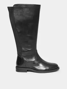 Yours Extra Wide Fit Stretch Knee Boot Leather, Black, Size E, Women