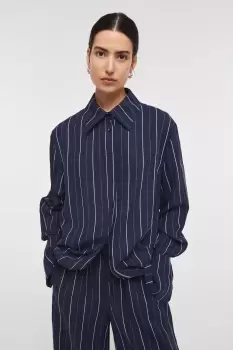 Kayla Wrap Front Shirt, Navy Stripe / UK 10