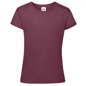 Fruit Of The Loom Girls Sofspun Short Sleeve T-Shirt (Pack of 2) (3-4) (Burgundy)