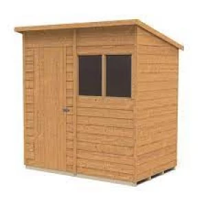 Forest Garden 6 x 4ft Overlap Dip Treated Pent Gar den Shed Mixed Softwood