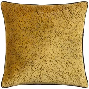 Paoletti Estelle Spotted Cut Velvet Piped Edge Cushion Cover, Gold/Black, 45 x 45 Cm