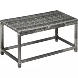 Outsunny Outdoor Coffee Table, PE Rattan Side Table w/ Plastic Board, Grey - Grey